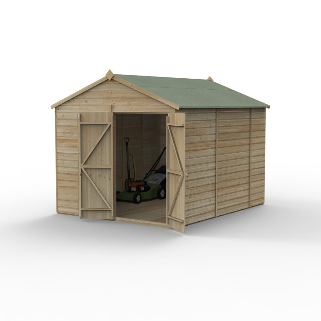 Forest Garden Beckwood 8×10 Apex Shed – No Windows – Double Door 5013053197370 2